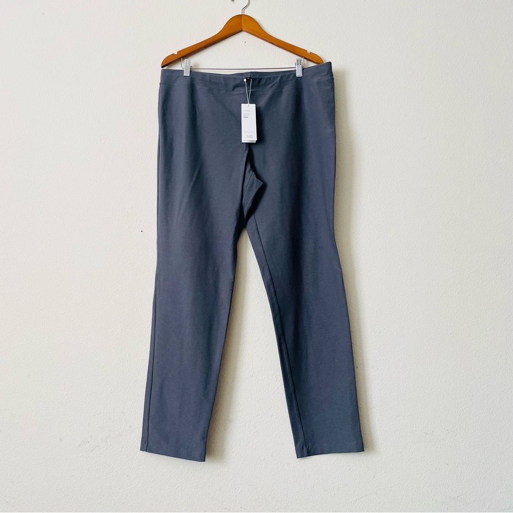 NWT Eileen Fisher 1X Washable Stretch Crepe slim pants in Ash gray